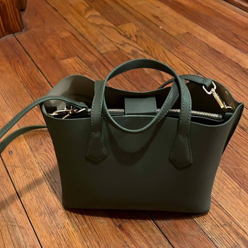 Quince Italian Leather Olive Green Small Tote